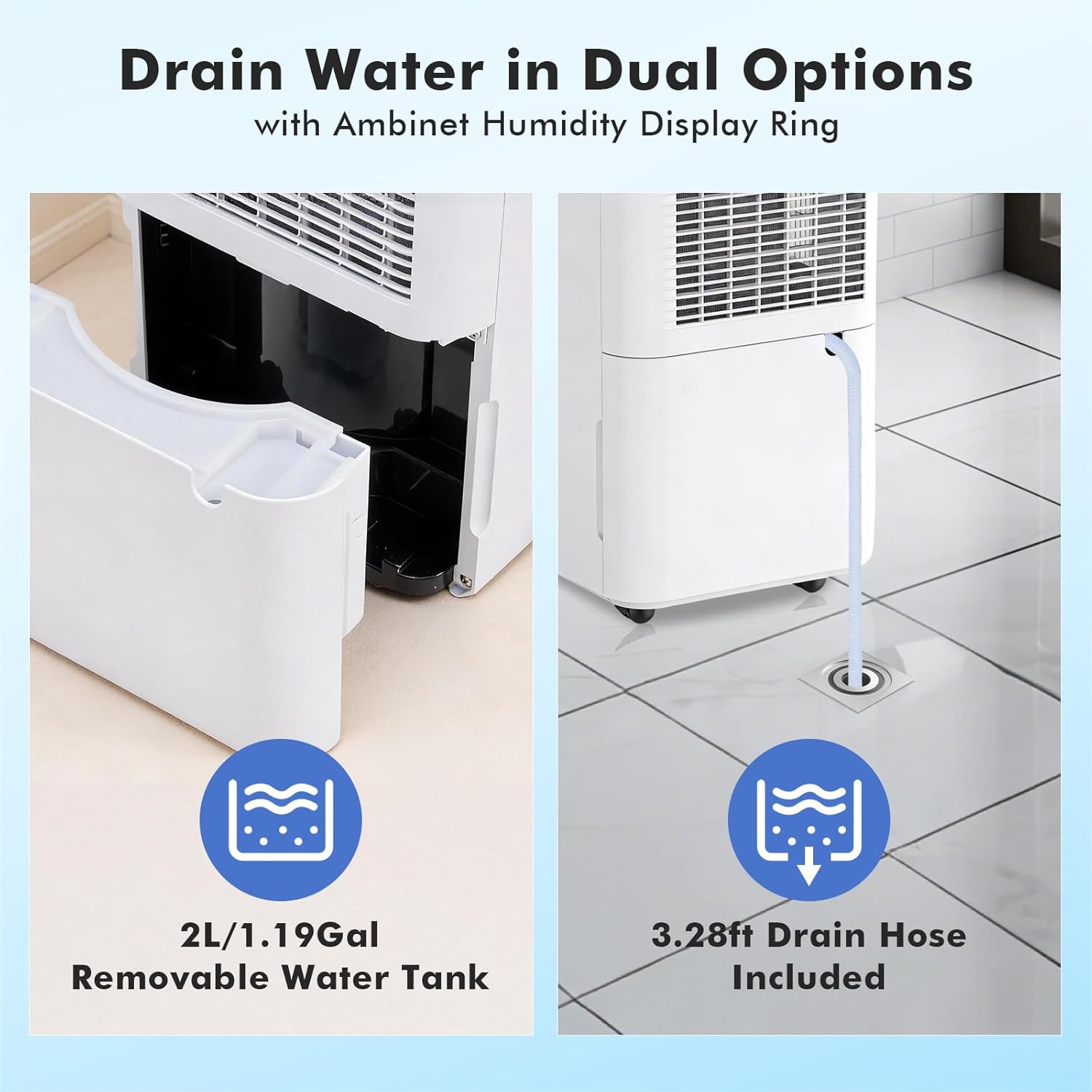 NEWBULIG 30-Pint Dehumidifier - Quiet 38dB Operation | Smart Humidity Control for Home & Basement