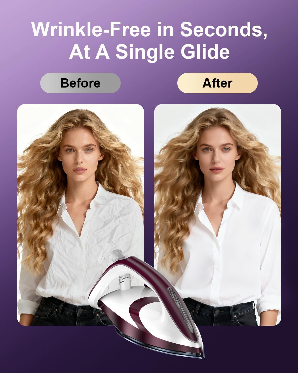 Martisan Digital Steam Generator Iron - 1800W Power, 8 Bar Pressure, 1.9L Tank, Fast Wrinkle Removal | Purple