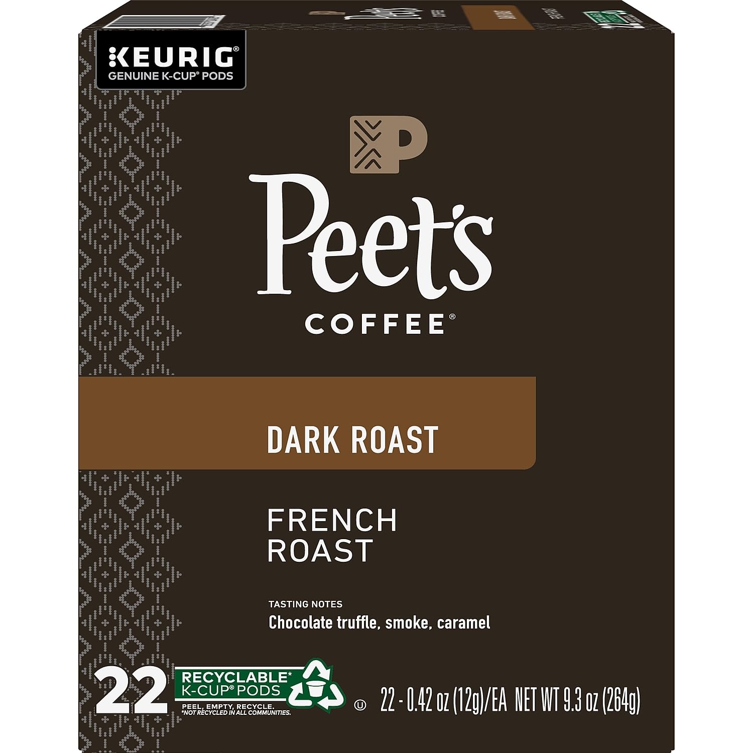 Peet's Coffee French Roast K-Cup Pods - Dark Roast, 22 Count for Keurig Coffee Makers