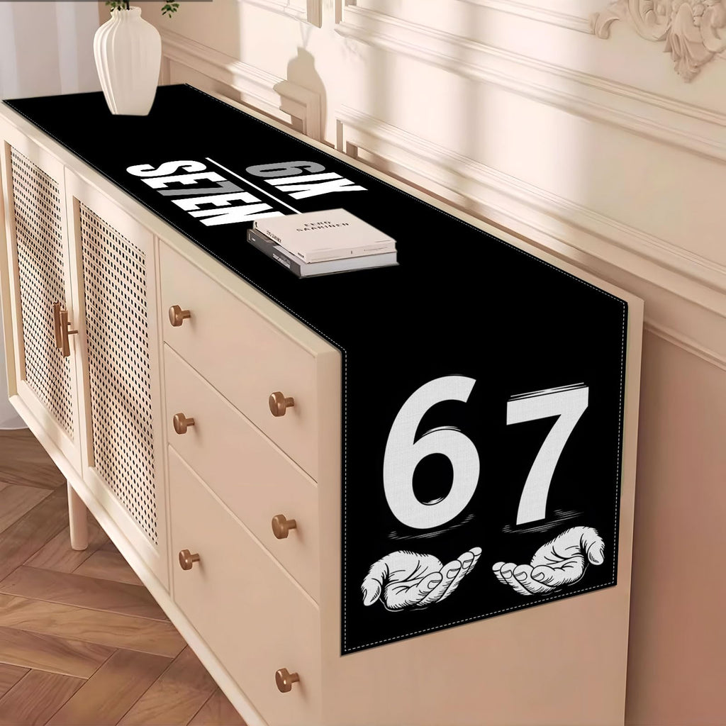 Heyfary Funny 6 7 Birhday Table Runner Six Seven I was 6 Now I‘m 7 Meme Inspirational Brainrot Party Decoration Home Kitchen Table Decor