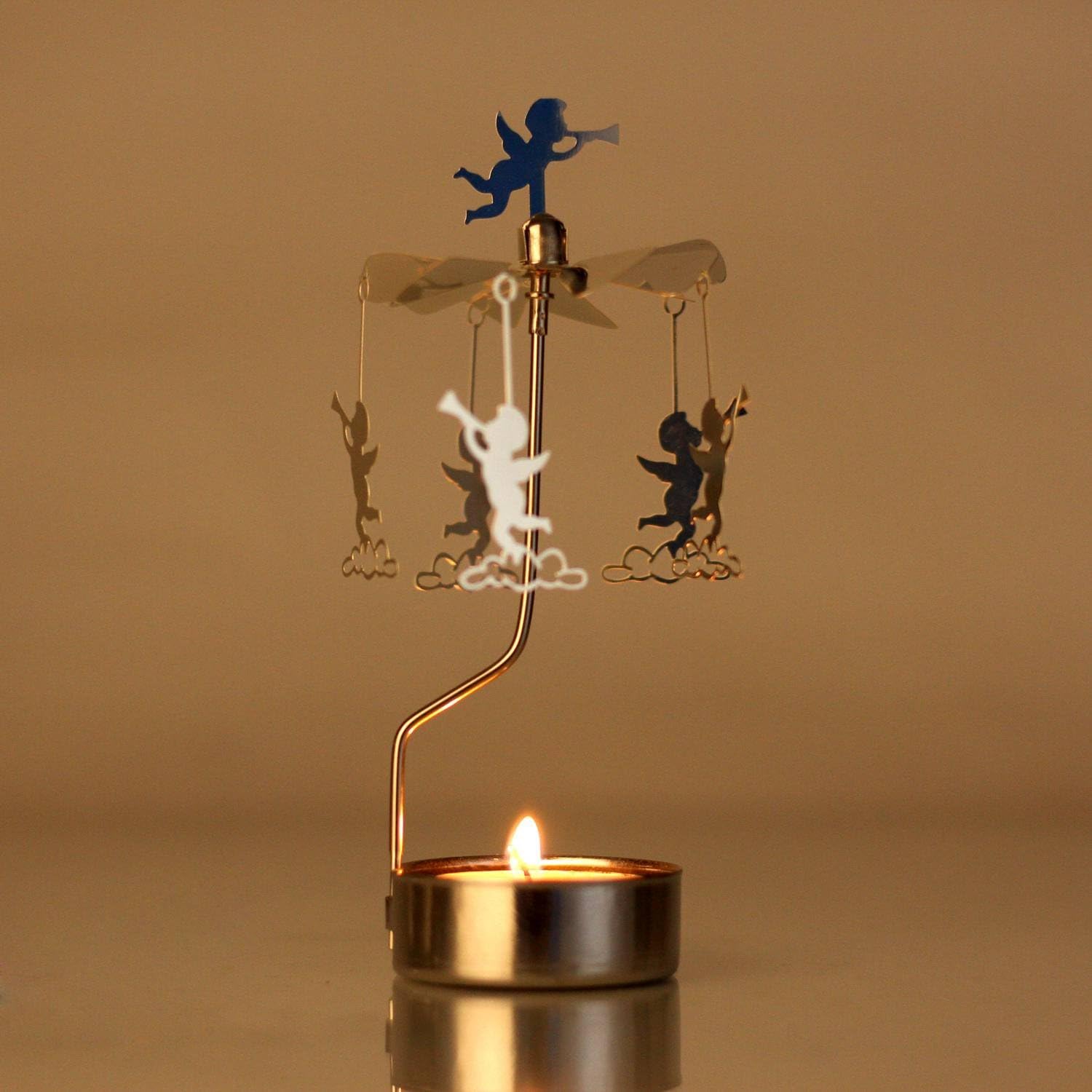 Skiennix Rotary Candle Holder - Elegant Spinning Metal Design | Perfect Small Gift (Angel)