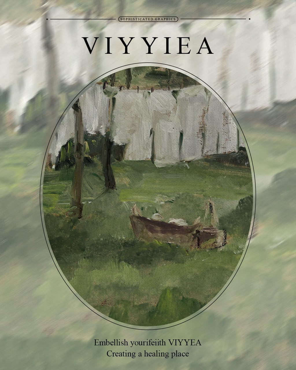 VIYYIEA Gold Framed Canvas Print - Vintage Laundry Room Art | Antique Country Oil Painting, 11x14in