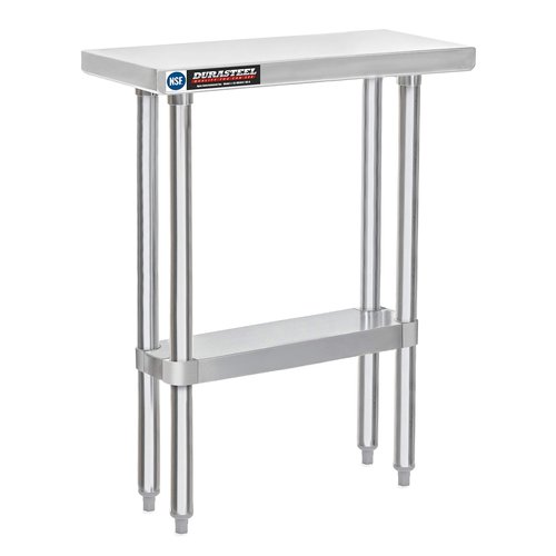 DuraSteel NSF Commercial Kitchen Table - 30 x 12 Inch Cooking Prep Stainless Steel Kitchen Island Workstation with Adjustable Under Shelf - Heavy Metal Workbench For Restaurant, Home, Garage