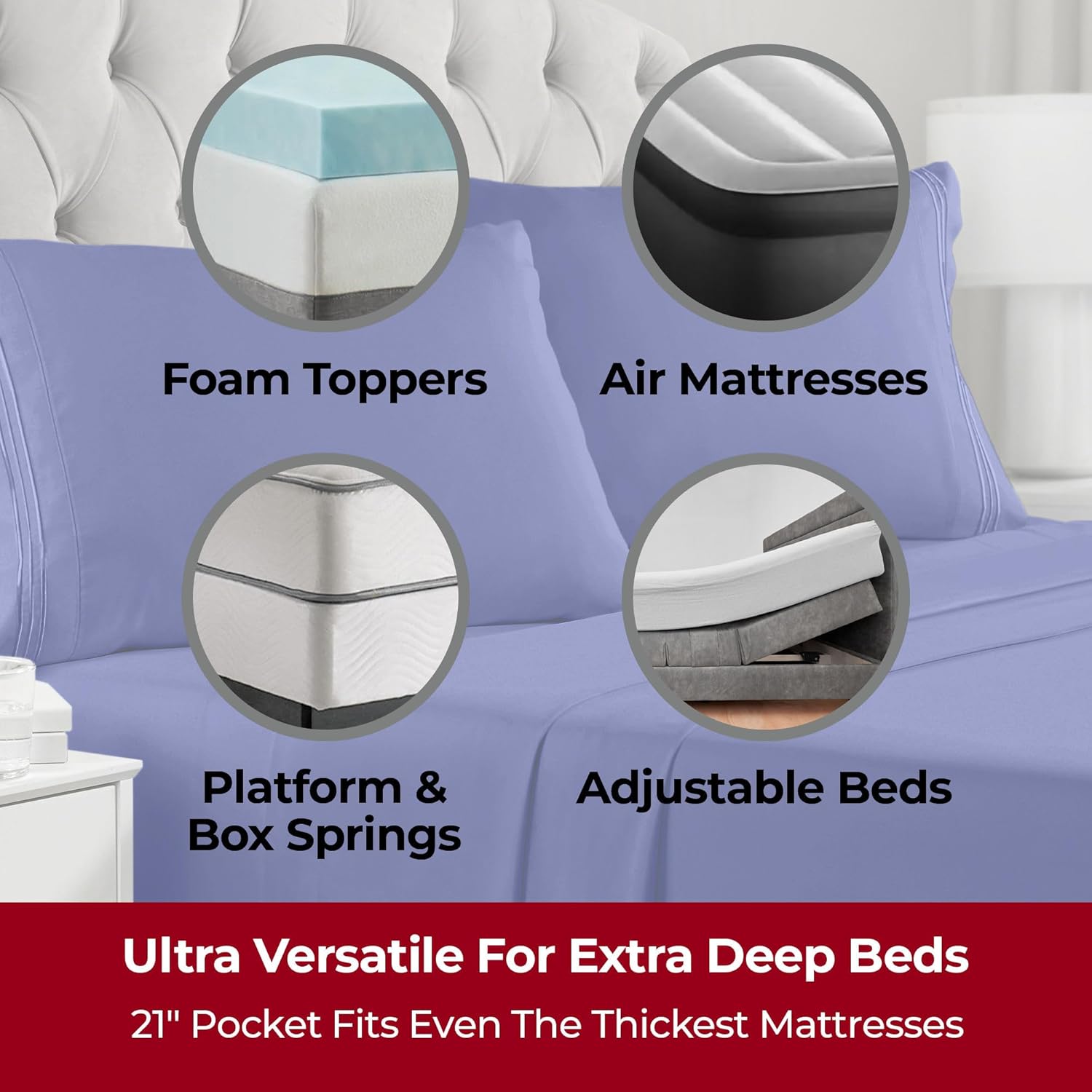 Mellanni Extra Deep Full Sheets - Hotel Luxury Ultra Soft Cooling Bedding - Wrinkle & Fade Resistant (Royal Blue)