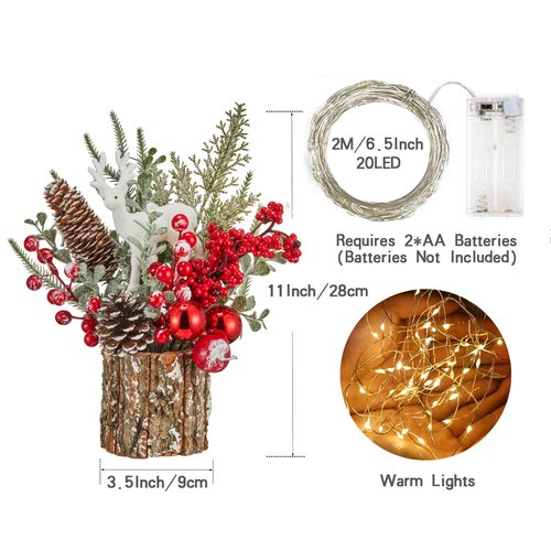 MYELLU Xmas Decor Small Christmas Tree with Lights - Artificial Tabletop Lighted Mini Christmas Tree with Christmas Ornaments Gnomes Indoor for Office Desk Home Decorations