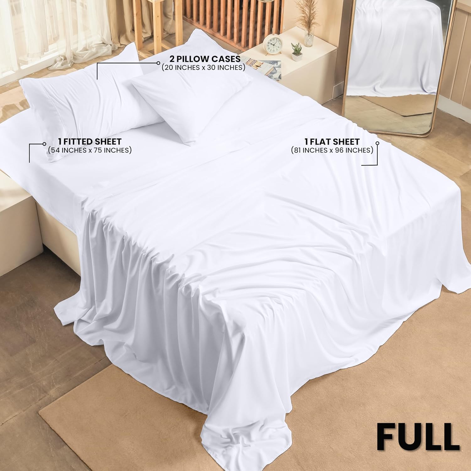 Utopia Bedding Full Bed Sheets Set - Soft Brushed Microfiber - Fade & Shrinkage Resistant - White