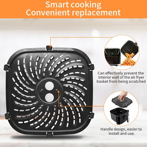 GWBSXM Air Fryer Grill Pan for PowerXL Vortex Pro 6 QT Air Fryer, Oval Nonstick 8.67''*8.67'' Air Fryer Accessories Replacement Parts Rack Tray Basket Crisper Plate with Rubber Bumpers,Dishwasher Safe