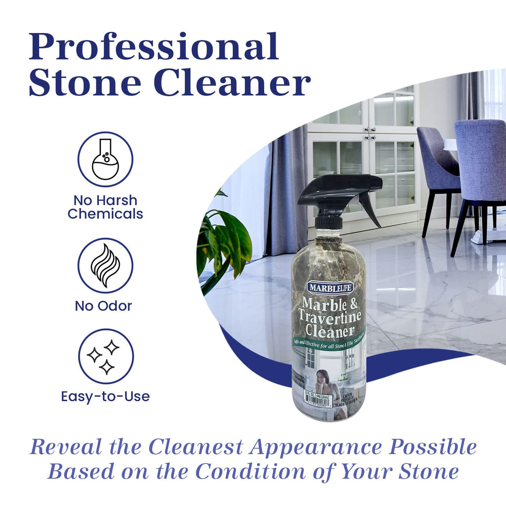 Marblelife InterCare Marble and Travertine Cleaner, Natural Stone & Terrazzo Liquid Cleaner, Shower & Tile Surface Care, Floor, Walls & Countertop Cleaner and Degreaser, Refill Gallon