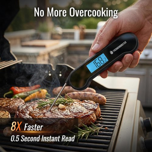Instant Read Digital Meat Thermometer by [Brand Name] - ±0.5℉ Precision for Cooking & BBQ | Black