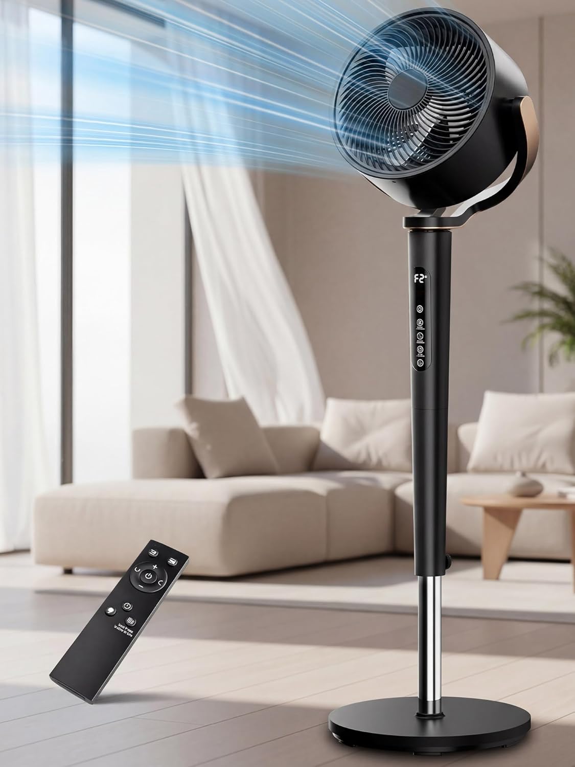 **KEGIAN Standing Fan - 120° Oscillating, 20dB Quiet Pedestal Fan with Remote | 16 Speeds, 12H Timer, High Velocity**