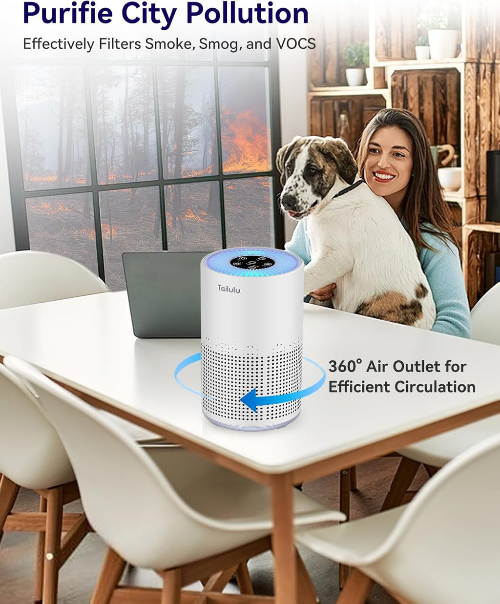 Tailulu H13 True HEPA Air Purifier - Portable & Quiet 12dB Sleep Mode for Bedrooms & Pets | 1200 Ft² Coverage