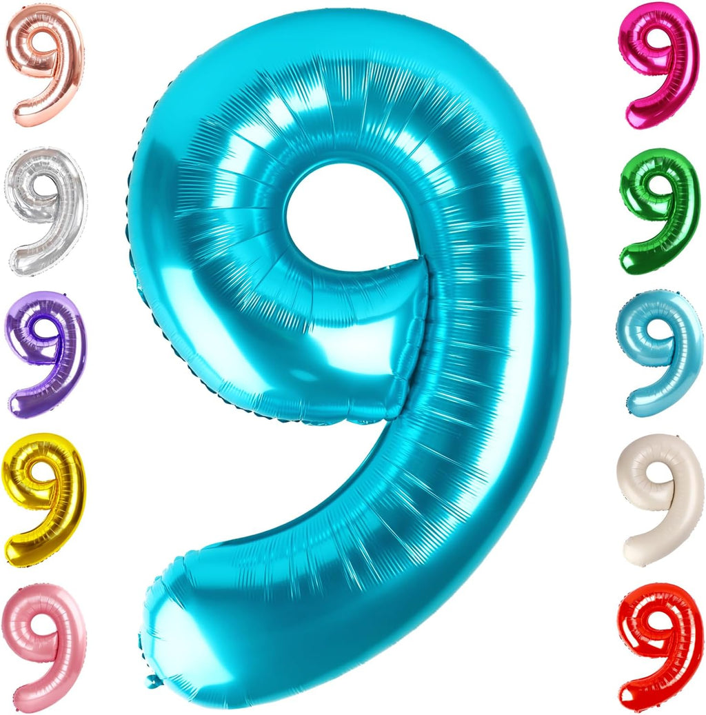Skiennix 40 Inch Light Blue Number 9 Balloon - Perfect for Birthday, Engagement & Graduation Celebrations