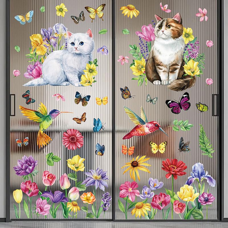 Spring Flower & Butterfly Window Clings - 88pcs Set