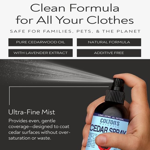 Colton's Naturals Cedar Spray – 4 ounce – With Lavender Extract – Non-Chemical Wood Protection – for Cedar Wood – Restores Scent 4oz Bottle – Closets & Drawers