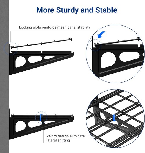 FLEXIMOUNTS Wall Shelf - 12"x72" Garage Storage Rack | Black Floating Shelves, 2-Pack