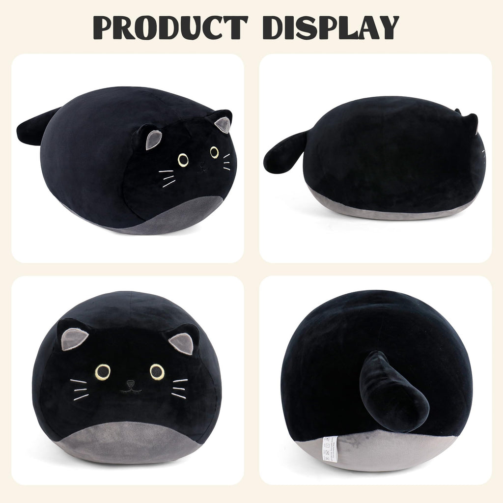 Wepop Giant Black Cat Plush 20 in - Kawaii Black Cat Stuffed Animal, Cute Plushies Pillows Gifts for Kids Adults Boys and Girls