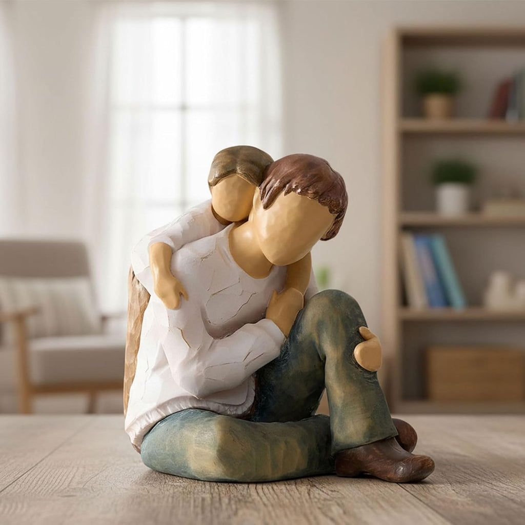 NAN ZAI NAN FANG Father Daughter Figurine - Personalized Resin Sculpture | 4.7" Hand-Painted Gift for Dad