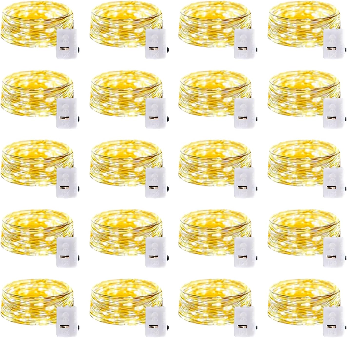 Skiennix 20 Pack LED Fairy Lights - Waterproof Mini Twinkle String Lights for Weddings & Parties | Warm White, 7FT