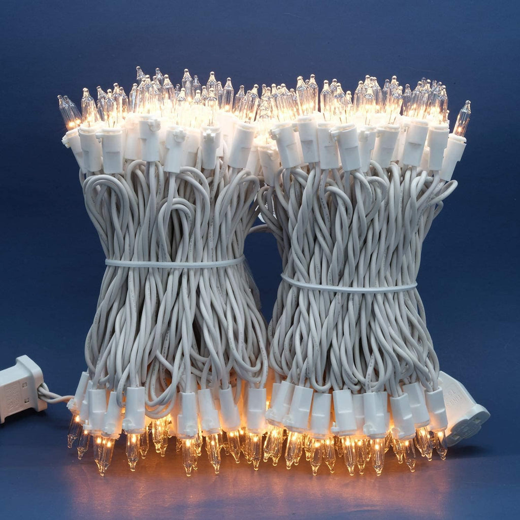 Skiennix 200 Count Clear Christmas Lights - 33 ft White Wire Holiday String Light Set (UL Listed)