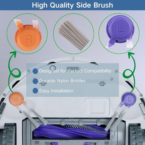 Replacement Accessories Parts Kit Compatible with Narwal Freo Z10 Ultra - Includes 6 Dust Bags, 6 Mop Pads, 6 Filters, 8 Side Brushes, 2 Rubber Main Brushes, 2 Water Tank Filter Sponge