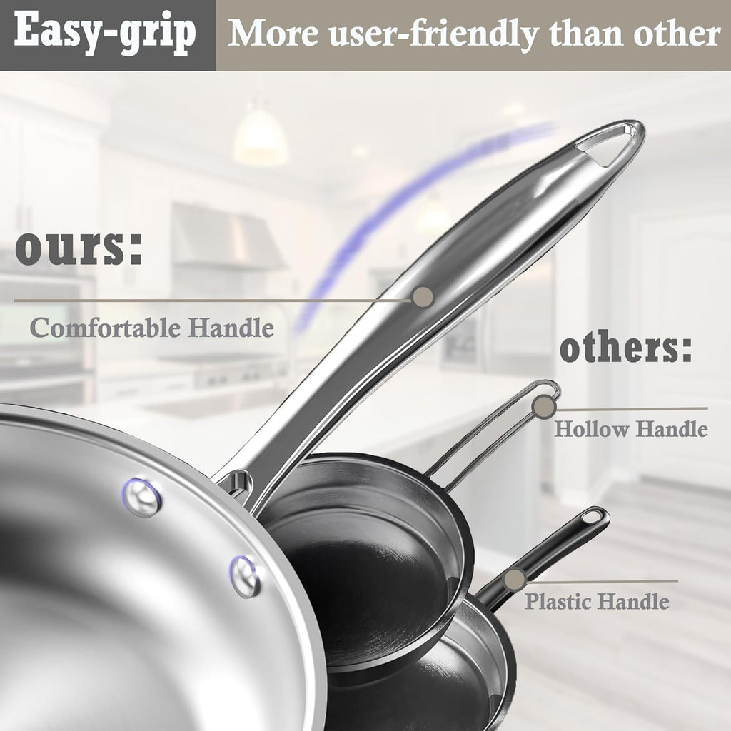 Skiennix Stainless Steel Cookware Set - 6-Piece Nonstick Induction Kitchen Pots & Pans