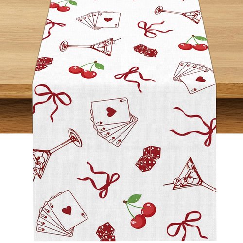 Buxiuer Lucky in Love Table Runner Las Vegas Casino Bachelorette Party Valentines Day Decoration Bridal Shower Home Dining Kitchen Island Decor (13" x 72")