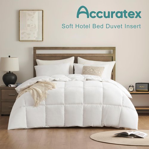 ACCURATEX King Duvet Insert Comforter,100% Cotton 400GSM Thick Fluffy Down Alternative Comforter,Breathable Soft White Hotel Bed Duvet Insert with Corner Tabs (104''x90'')