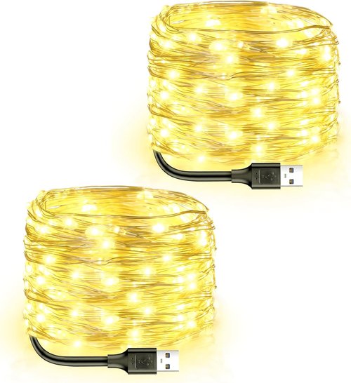 Blingstar USB Powered Fairy Lights - 33Ft 100 LED Mini String Lights | Flexible Silver Wire for Indoor Holiday Decor