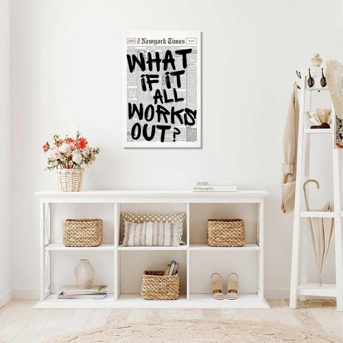 Drimiler Retro Black And White Newspaper Poster - Positive Affirming Canvas Wall Art | 16x24in Framed Decor