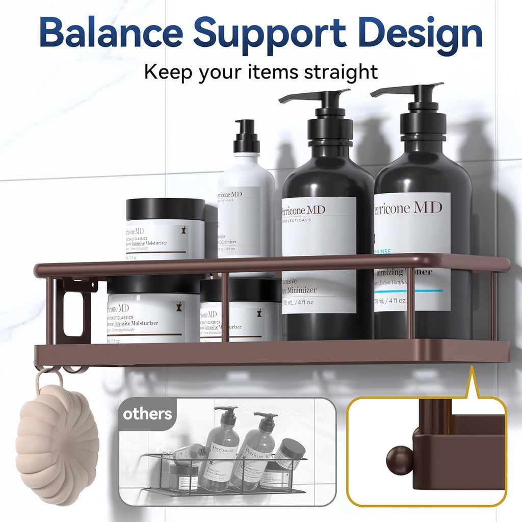 YASONIC Shower Caddy - Rustproof Organizer with Large Capacity Shelves & 12 Hooks | Bronze Finish