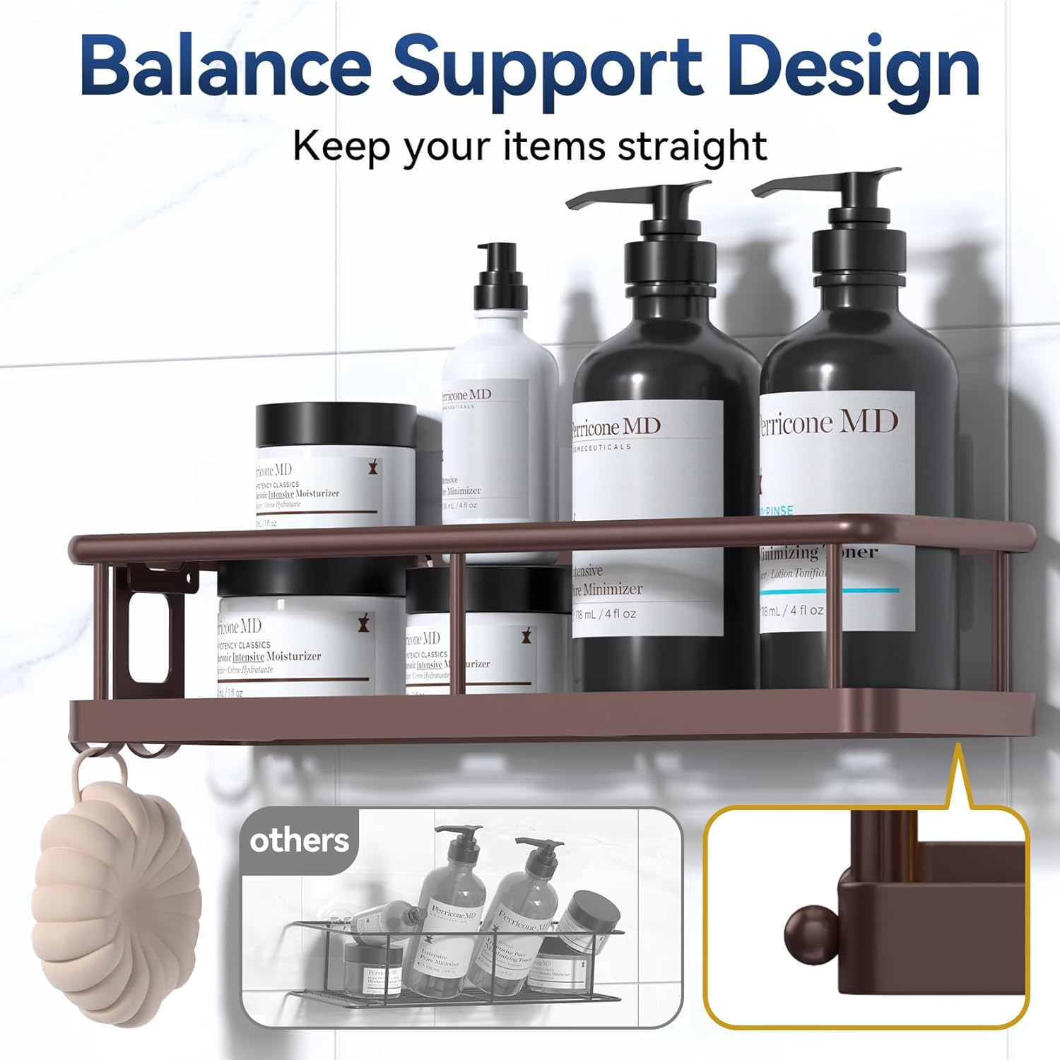 YASONIC Shower Caddy - Rustproof Organizer with Large Capacity Shelves & 12 Hooks | Bronze Finish