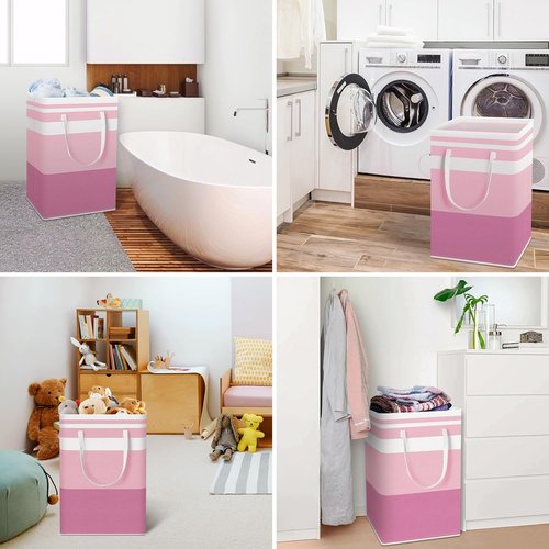 HomeHacks Large Waterproof Laundry Baskets - Collapsible Hampers with Reinforced Handles | 75L, Pink (2 Pack)