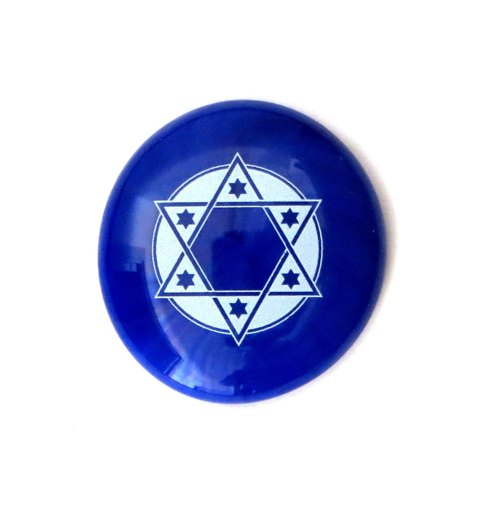 Lifeforce Glass Judaica Glass Stones: Chai, Star of David, Hamsa, Mazel Tov and Shalom on Shades of Blue, Set of 24
