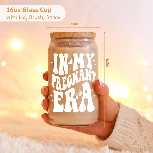 Fairy's Gift Iced Coffee Cup for Pregnant Women - Cute 16 oz Glass Mug | Perfect Gift for New Moms