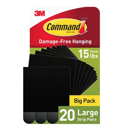 Command 15 lb Large Picture Hanging Strips - Damage-Free Hangers for Frames | 40 Strips, Black Adhesive