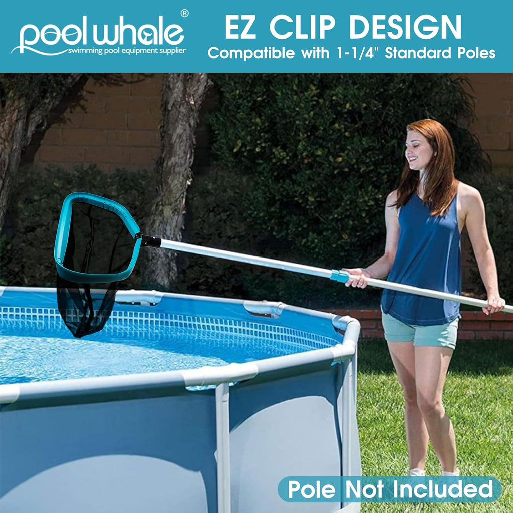 POOLWHALE Pool Skimmer Net - Aluminum Frame with Ultra Fine Mesh for Efficient Leaf & Debris Removal