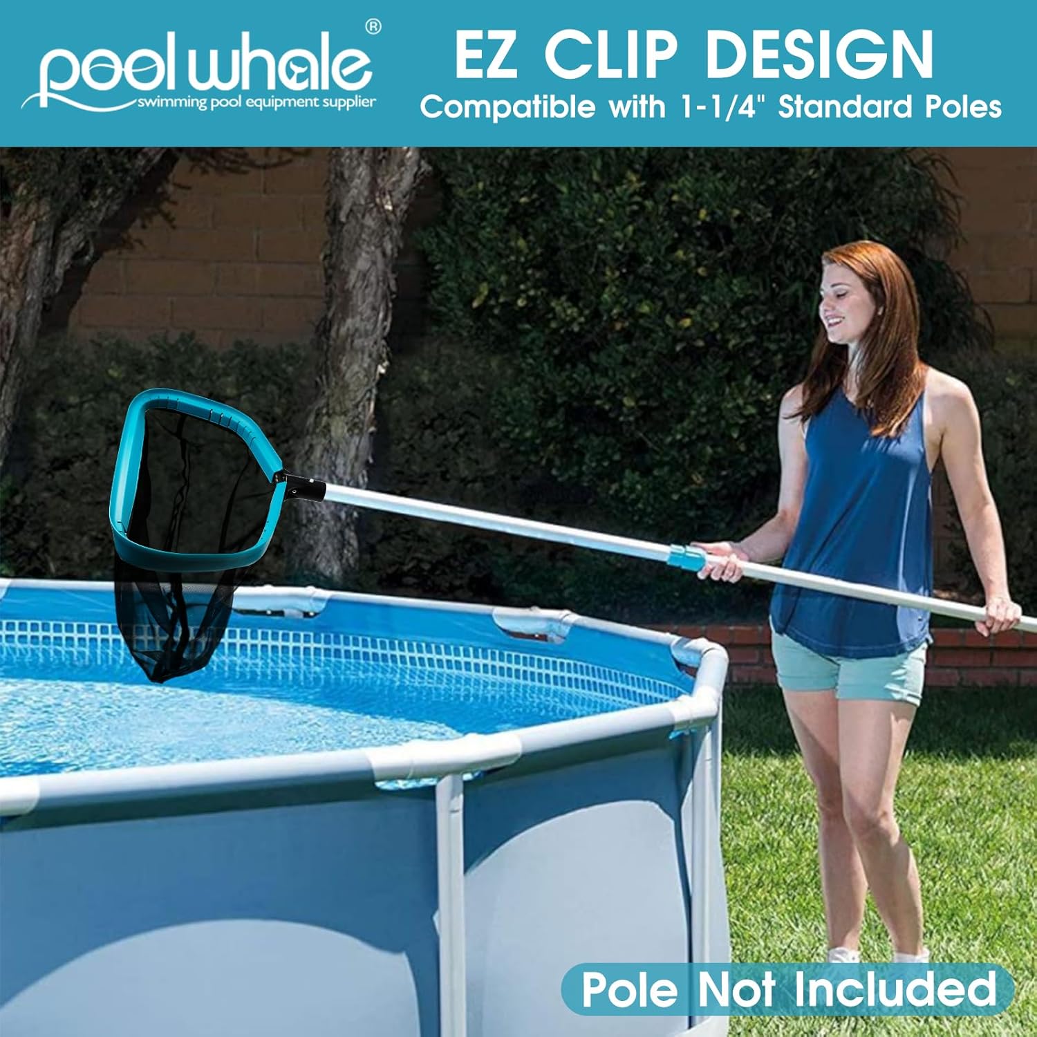 POOLWHALE Pool Skimmer Net - Aluminum Frame with Ultra Fine Mesh for Efficient Leaf & Debris Removal