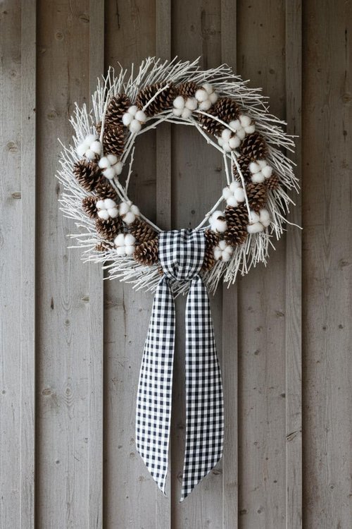Elegant Wreath Sash by [Brand Name] - Black & White Checkered Plaid Bow Ribbon Bundle | 2 Pack (5.12" x 54.33") for Halloween & Wedding Decor