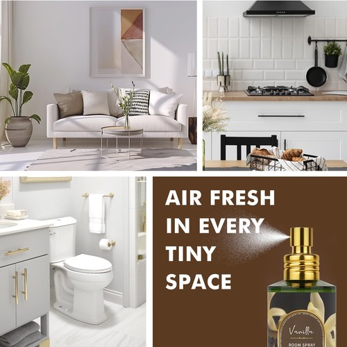 Vanilla Room Spray 2 Pack, 3.4oz/100ml Each – Long-Lasting Air Freshener & Odor Eliminator for Home, Bathroom, Bedroom & Office, Concentrated Room Spray