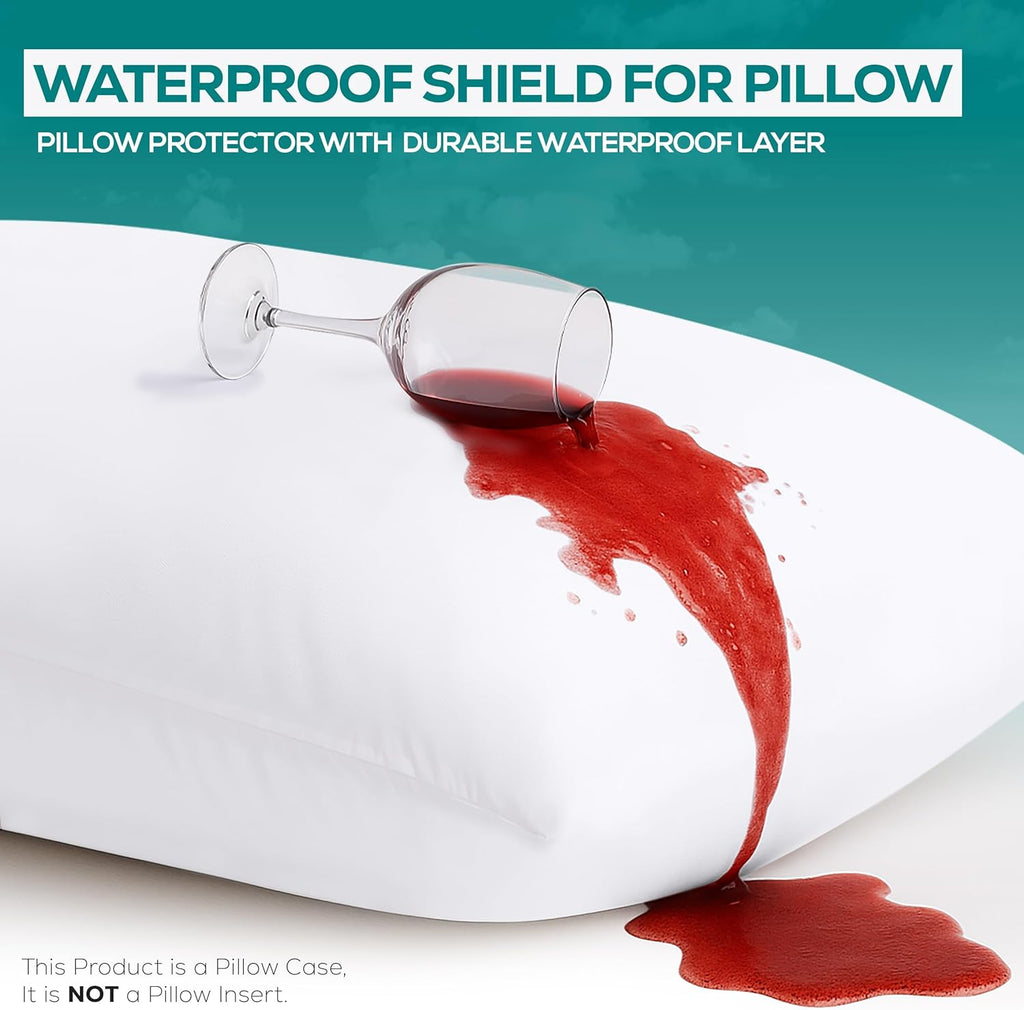 Utopia Bedding Pillow Protectors - Set of 6 Queen Size, Waterproof & Bed Bug Proof Encasements (White)