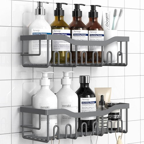 EUDELE Shower Caddy - 2 Pack Adhesive Organizer for Bathroom & Kitchen | No Drilling, Rustproof Stainless Steel