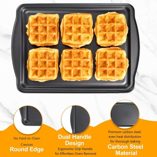Carbon Steel Baking Sheet Set by [Brand Name] - Nonstick Cookie Sheets with Cooling Rack | 17 x 11 x 0.5 Inches (2 Pack)
