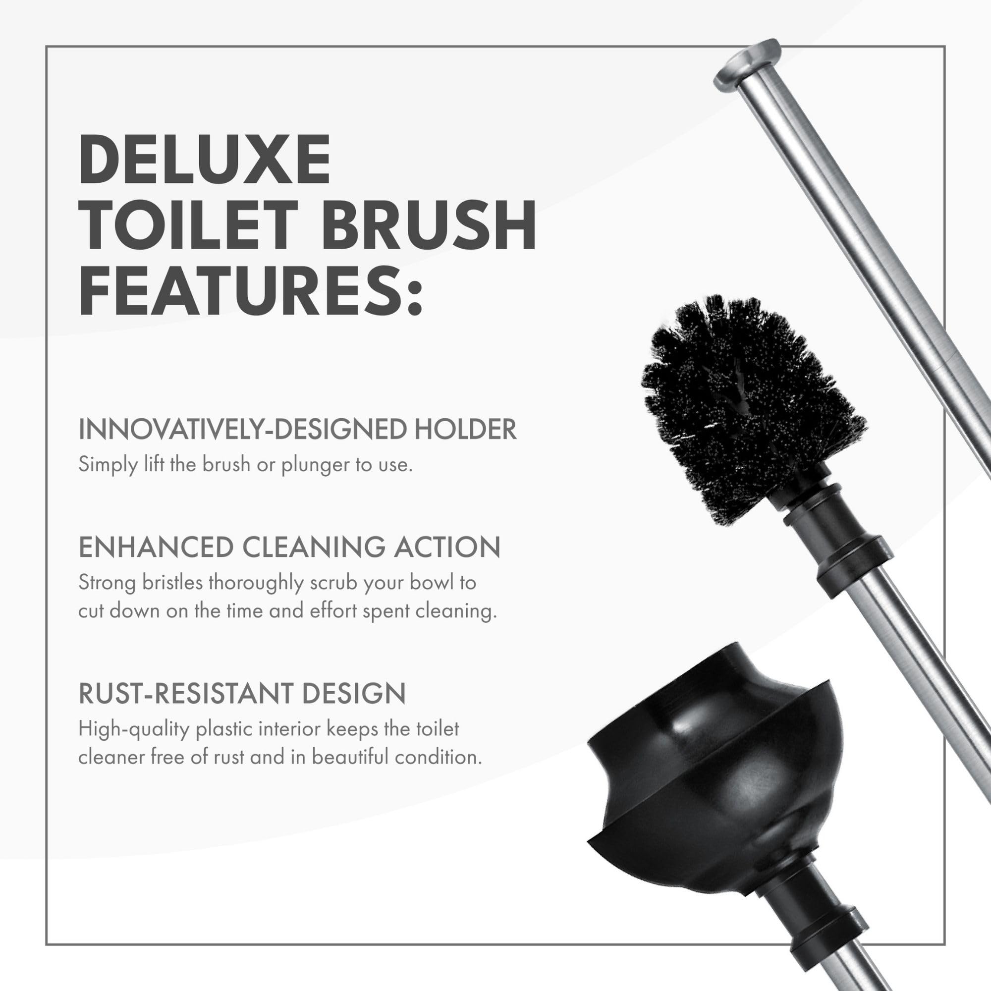 ToiletTree Products Modern Deluxe Freestanding Toilet Brush and Plunger Combo 2 Pack
