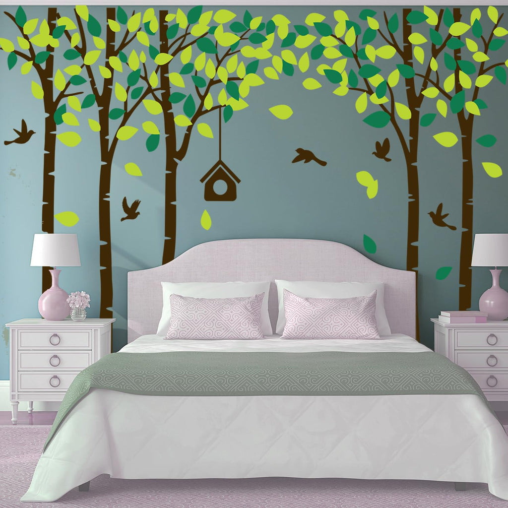 Giant Jungle Tree Wall Decals Birch Tree Wall Decals Forest Wall Stickers for Kids Room Bedroom Living Room Nursery Removable Vinyl Sticker Mural Art Decoration (Brown)