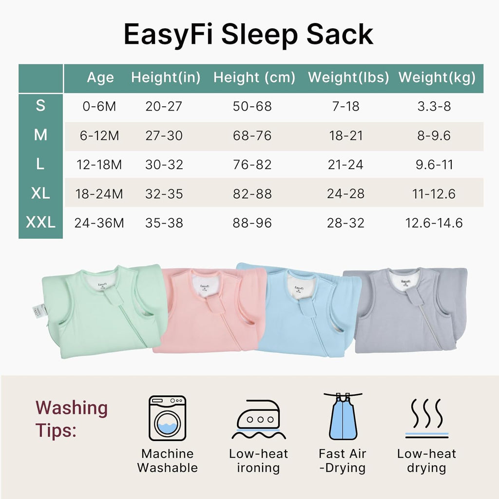Skiennix Bamboo Sleep Sack - Lightweight 0.5 Tog Toddler Wearable Blanket | 6-12 Months, Green & Gray (2 Pack)
