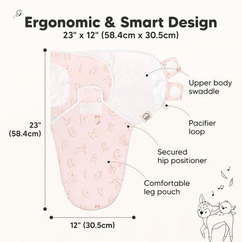 ABC Land Organic Baby Swaddle Sleep Sacks - Soft & Snug for Newborns 0-3 Months | 3-Pack in Rose
