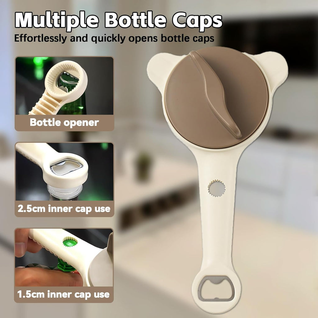 Skiennix Jar Opener - 4-in-1 Multi-Purpose Adjustable Stainless Steel Lid Remover for Seniors & Arthritis | Fits Kitchen Jars, Bottles & Cans