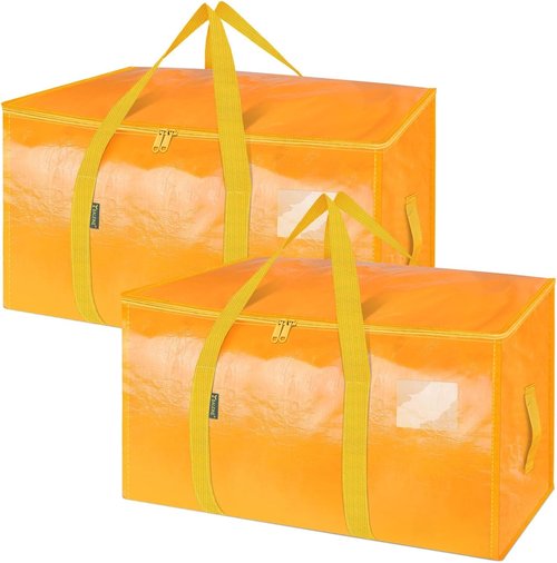 BALEINE Heavy-Duty Oversized Moving Bags - 2-Pack Storage Totes with Reinforced Handles (Light Yellow)