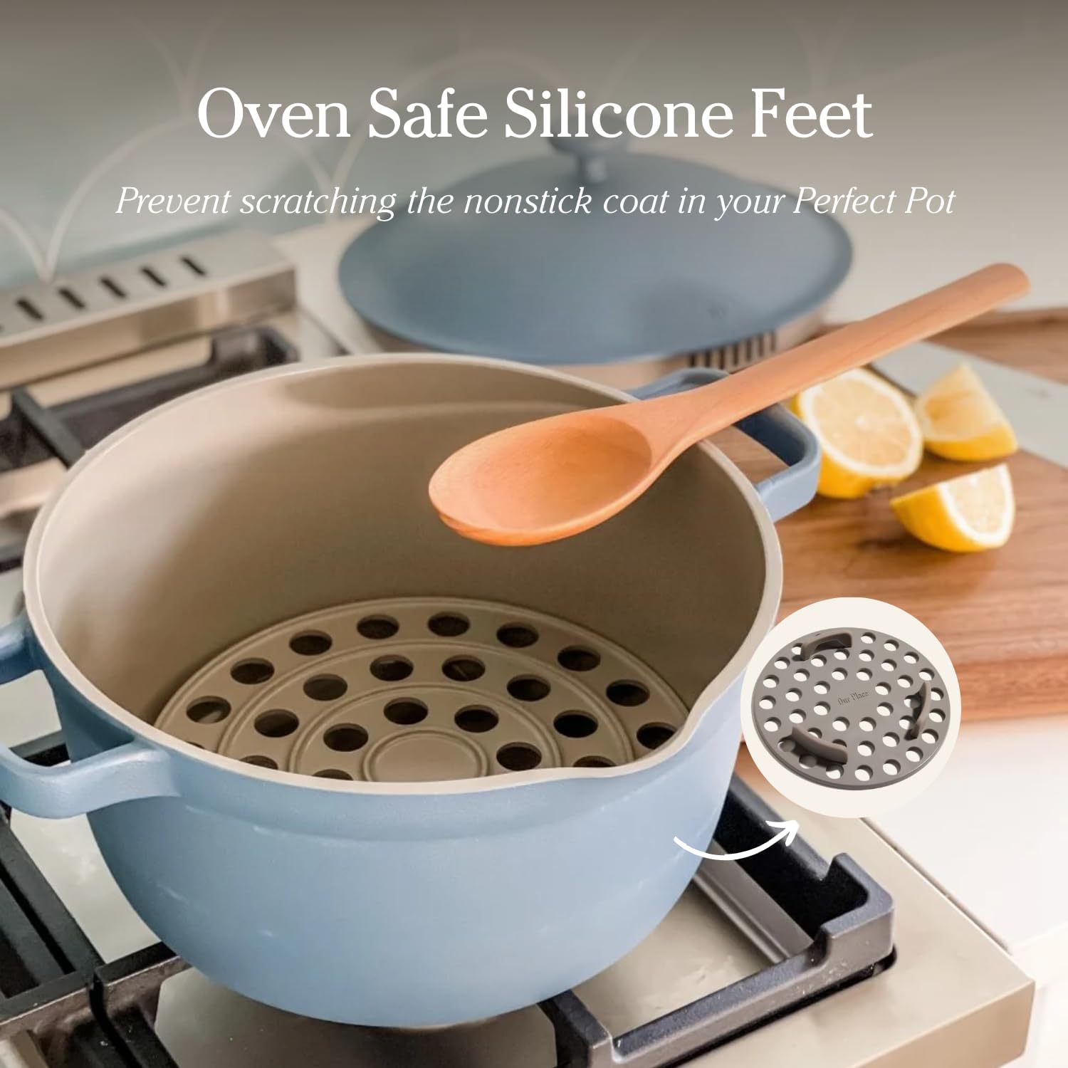 Our Place Perfect Pot Roasting Rack - 2-in-1 Custom-Fit Steamer & Rack | Toxin-Free Ceramic | Char Color
