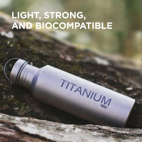 Vargo Titanium Water Bottle with Ti Lid | 100% Titanium Construction | 650 ml Capacity | Weighs 3.9 ounces